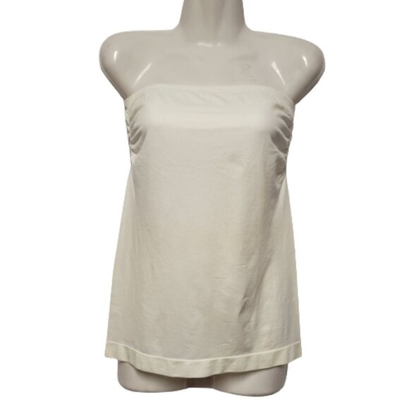 CREAM White Strapless Waist Length Sleeveless Tank Top - Picture 1 of 10